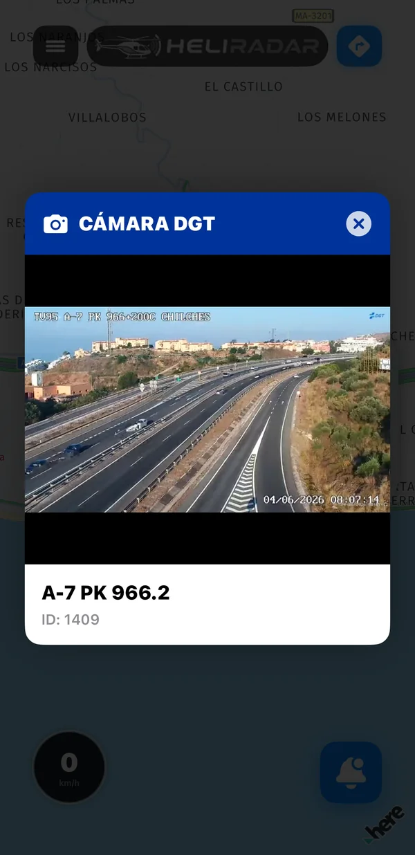 App Heliradar: imagen de una cámara de tráfico DGT
