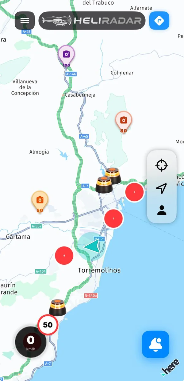 App Heliradar: mapa con radares, cámaras y avisos V16